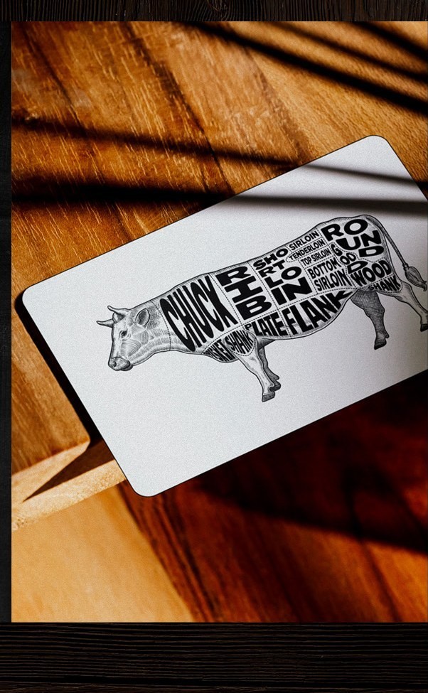 Goodwood gift card with butcher diagram